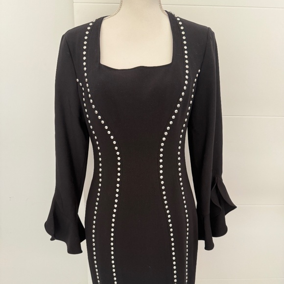 Michael Kors Collection Black Studded Dress Sz 10 Evening Cocktail Designer - Picture 1 of 8